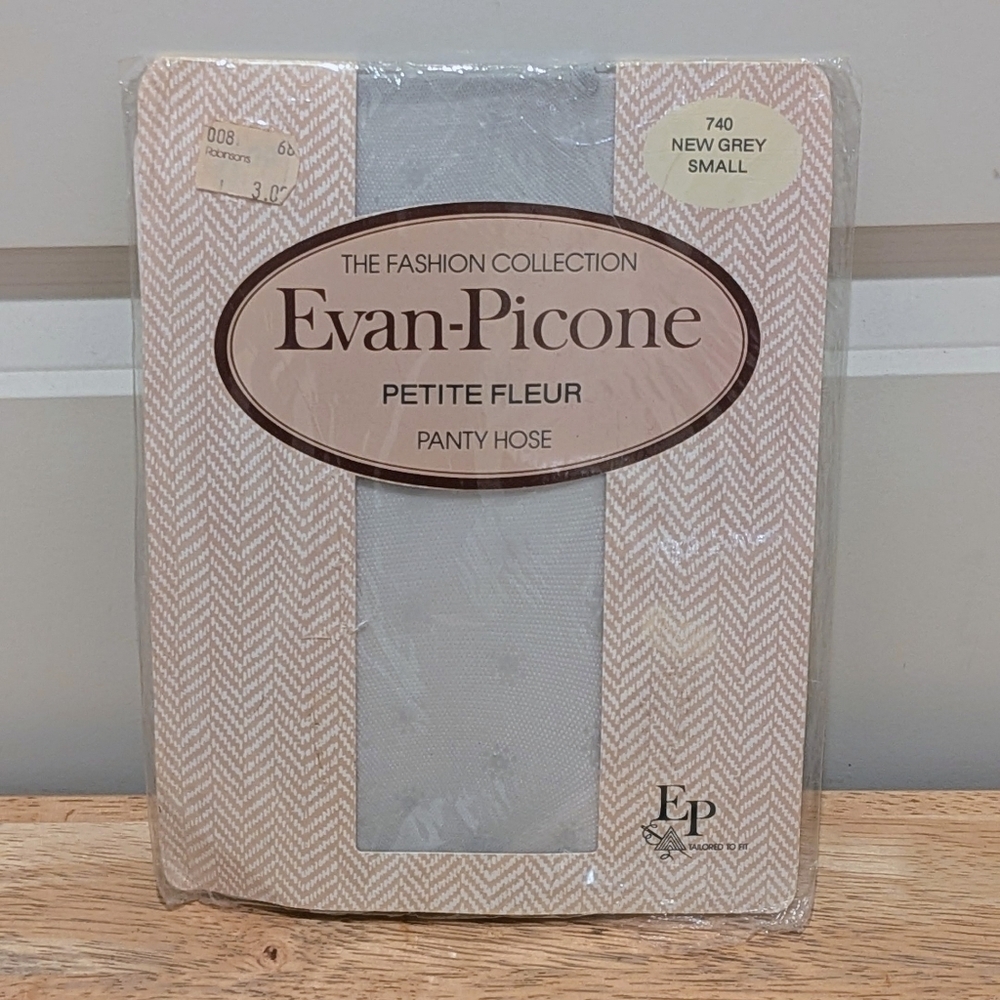 3/$30 NWT Vintage Evan Picone S Sheer Grey Micro Fishnet Pantyhose